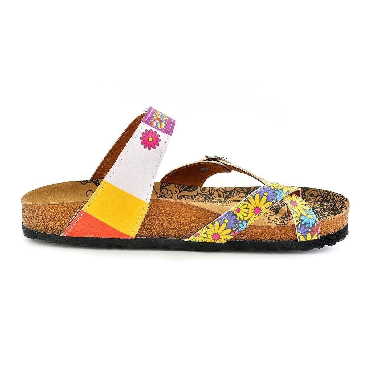 Yellow & Blue Floral Strappy Sandal CAL1002 (737685241952)