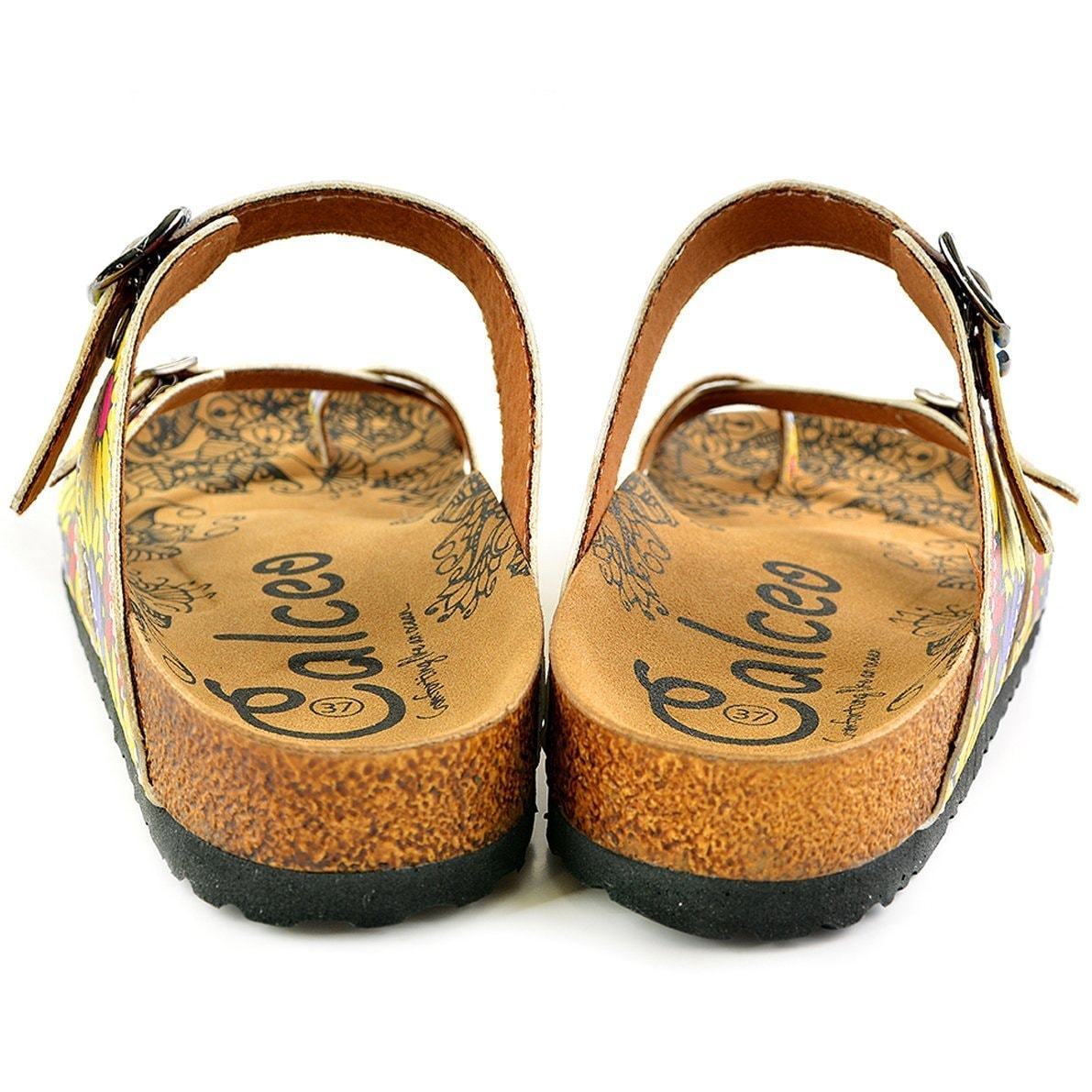 Yellow & Blue Floral Strappy Sandal CAL1002 (737685241952)