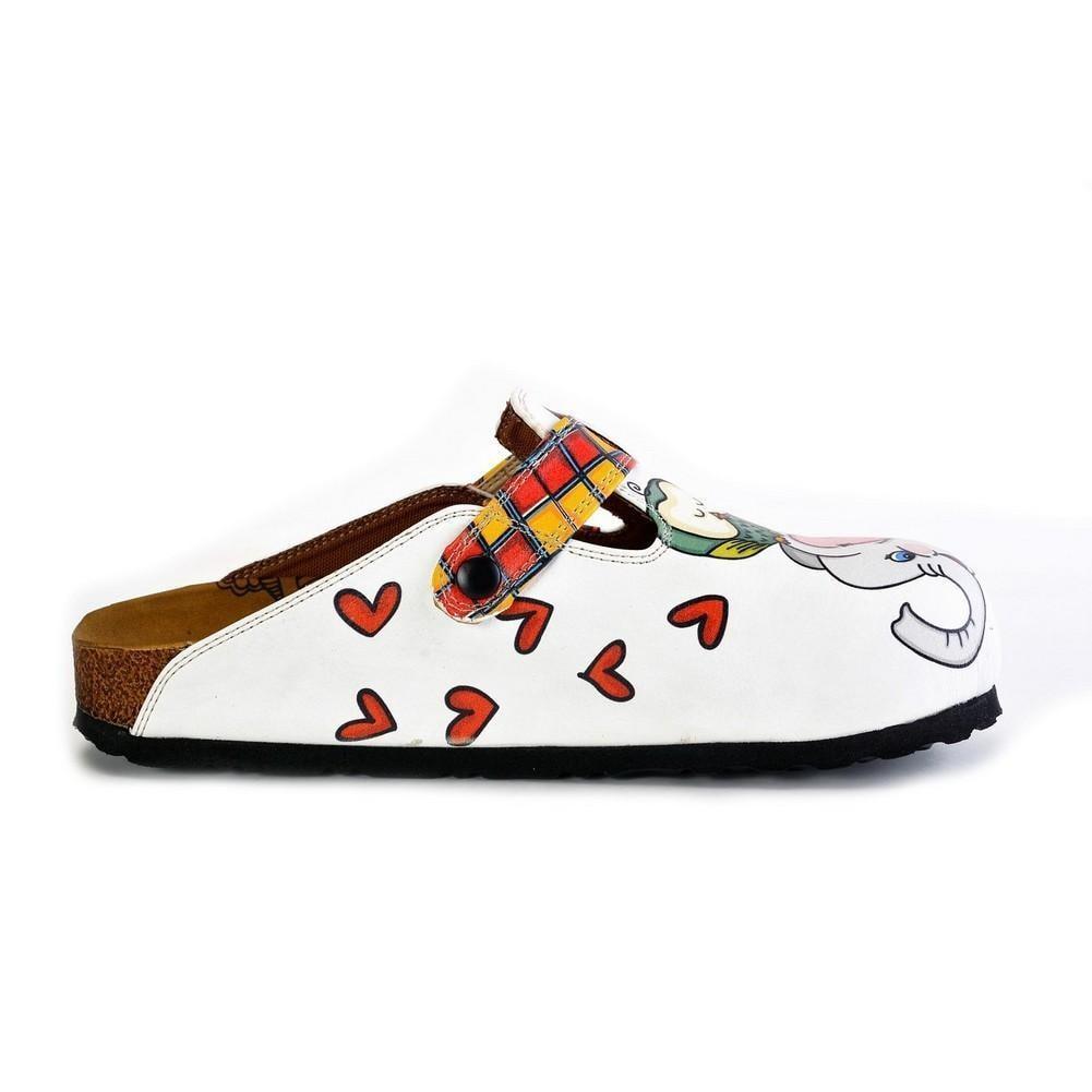 Red and Yellow Square Patterned, Sleeping Owl and Grey Elephant Patterned Clogs - WCAL370 (774940164192)