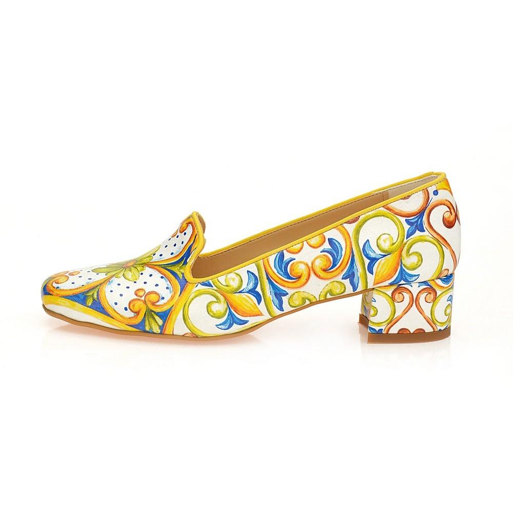 Pattern Flower Career Heel Shoes WDB106 (1421158219872)