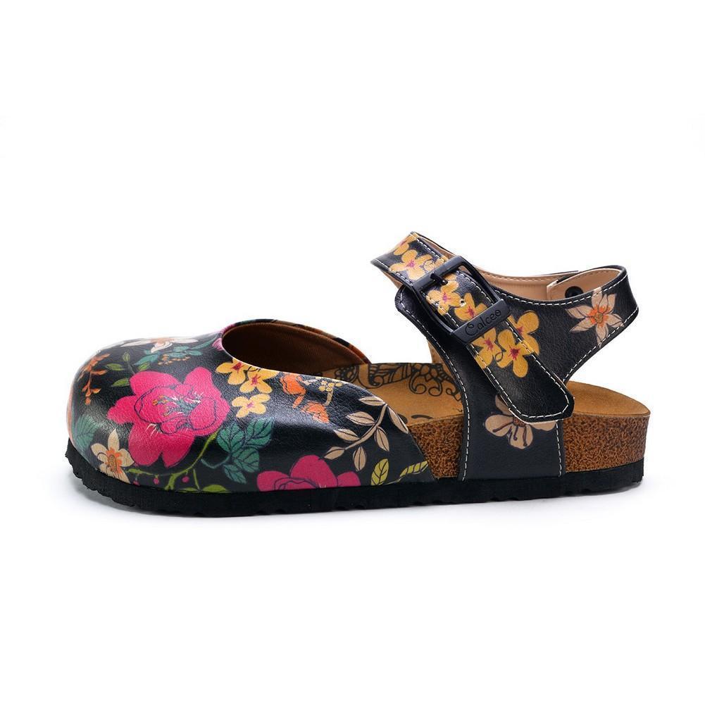 Pink, White, Orange Flowers and Blue, Green Leaf Patterned Clogs - CAL1609 (774942064736)