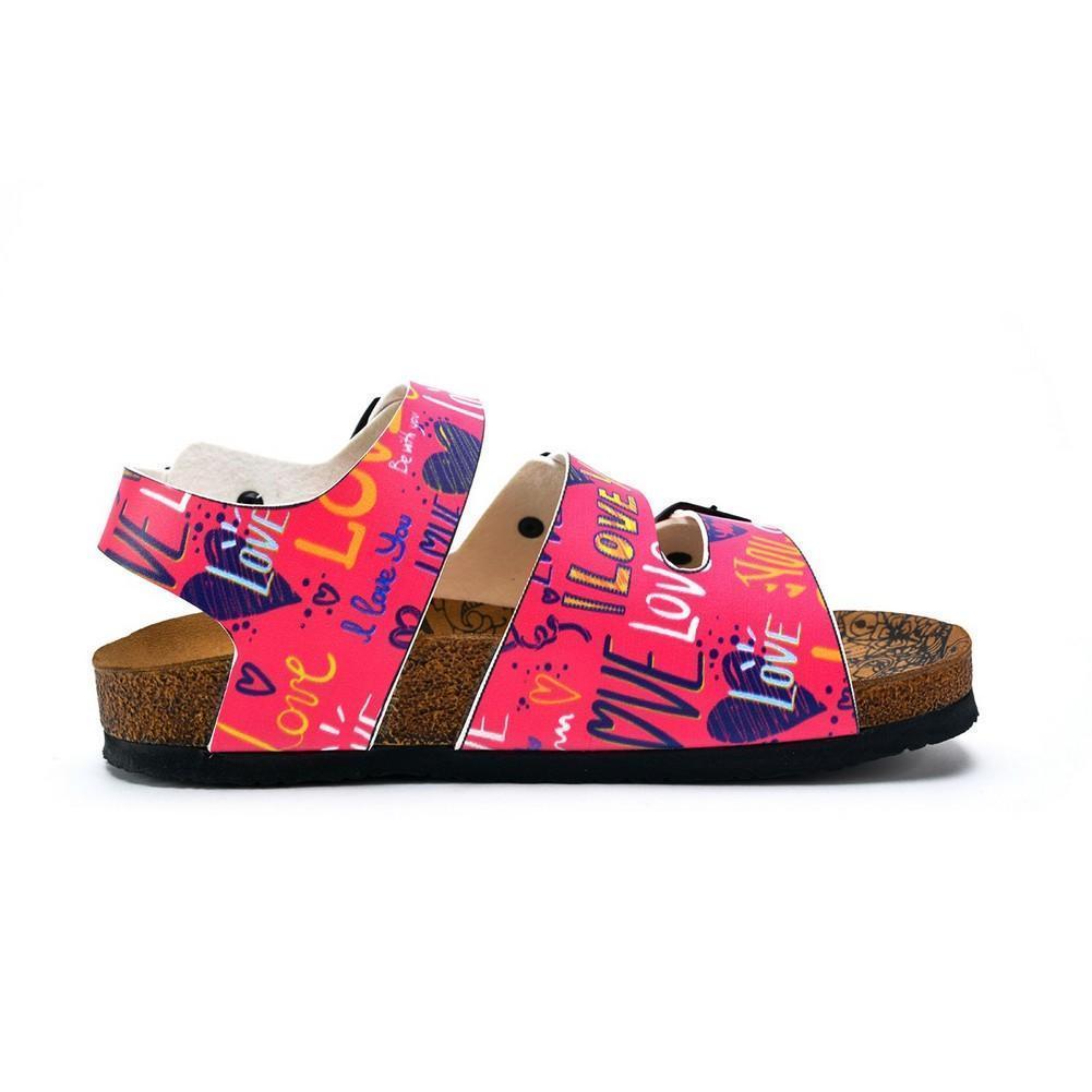 Pink, Yellow Color Hearts Pattern and Love Written Patterned Clogs - CAL1907 (774944718944)