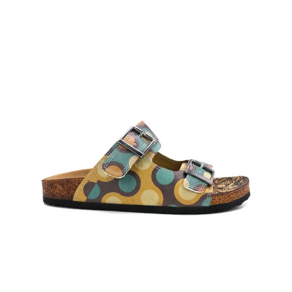 Blue & Orange Dot Two-Strap Buckle Sandal CAL201