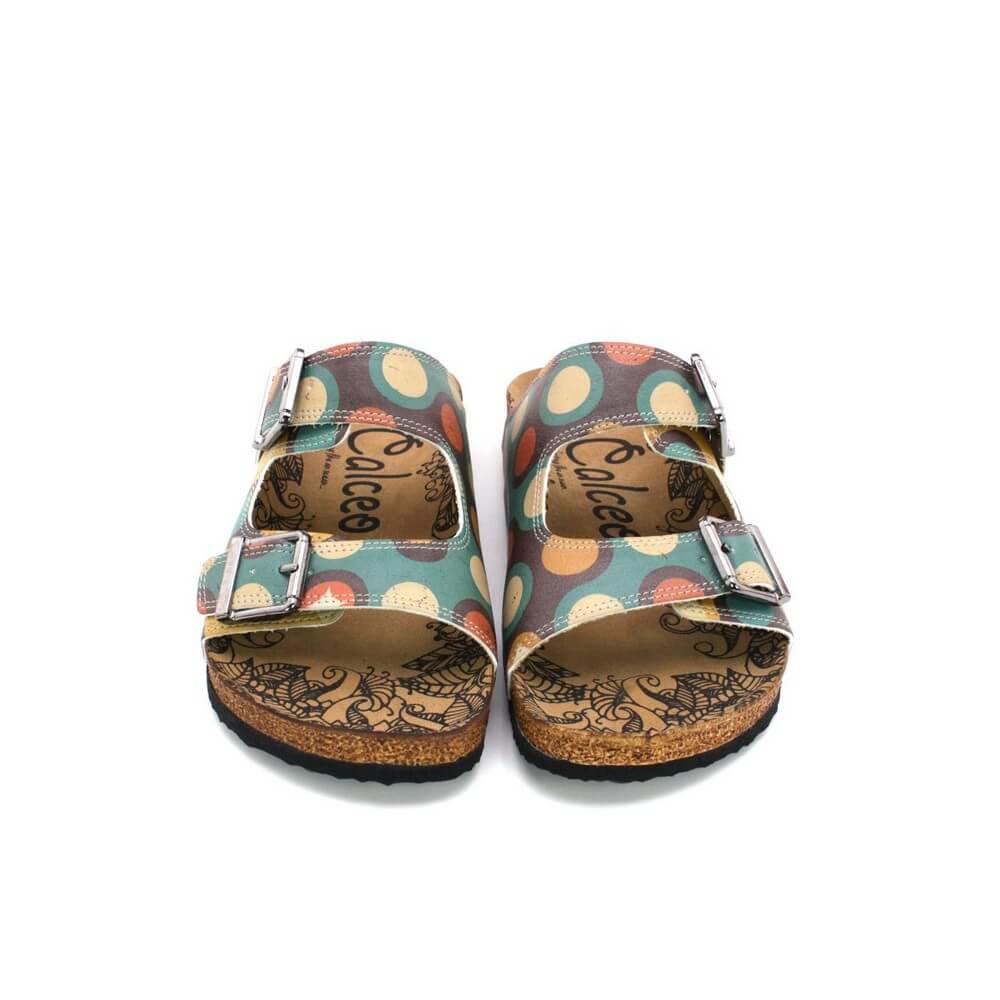 Blue & Orange Dot Two-Strap Buckle Sandal CAL201