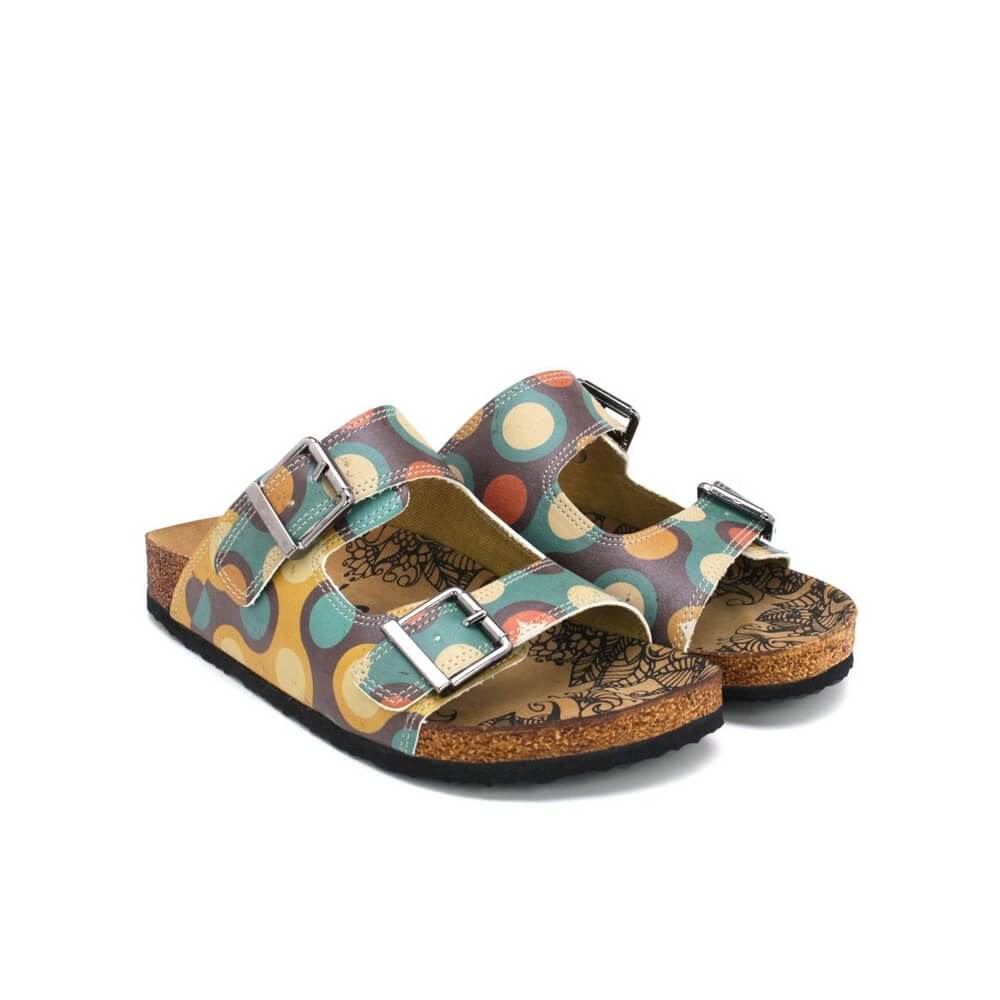 Blue & Orange Dot Two-Strap Buckle Sandal CAL201