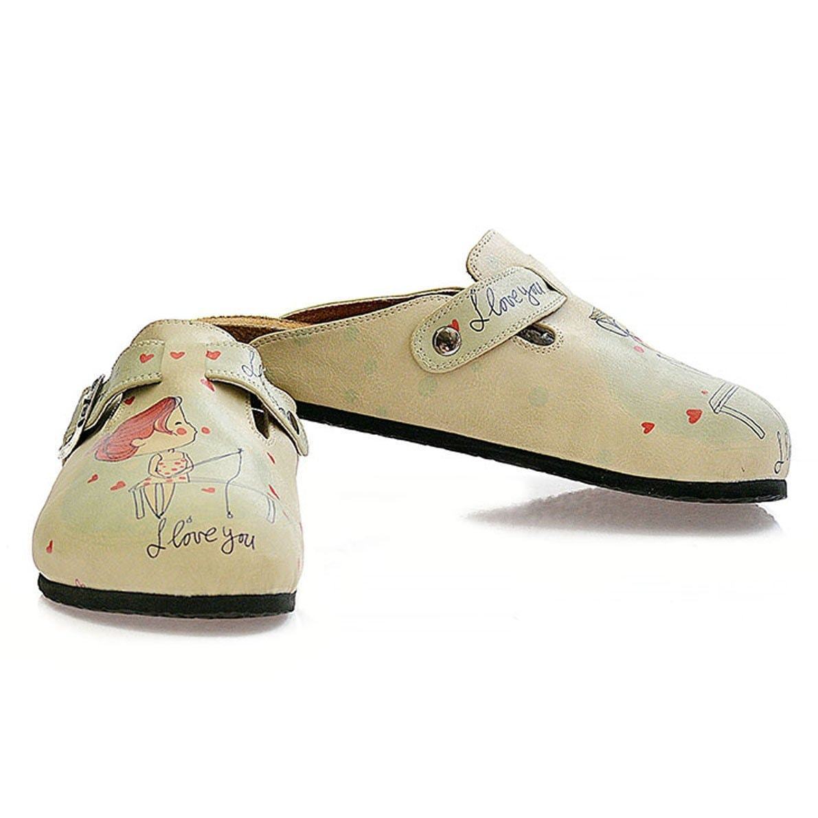 Cream Sketch Love Clogs CAL307 (737682194528)