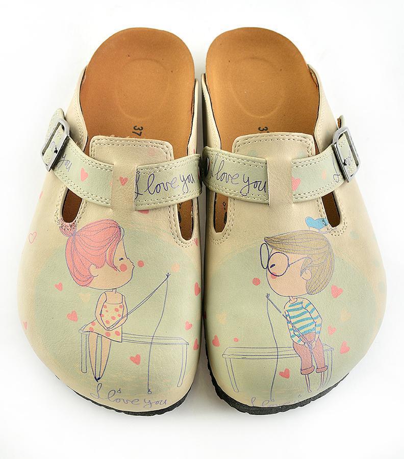 Cream Sketch Love Clogs CAL307 (737682194528)