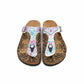White & Pink Medallion T-Strap Sandal CAL504