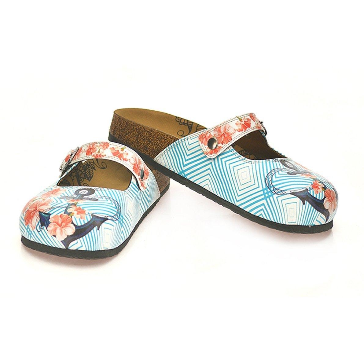 Blue & Coral Floral Anchor Clogs CAL804 (737679540320)