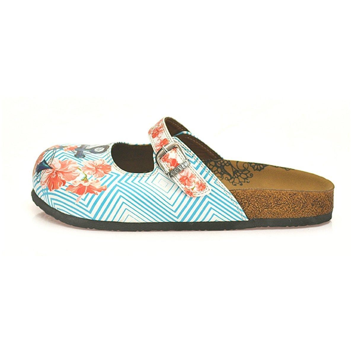 Blue & Coral Floral Anchor Clogs CAL804 (737679540320)
