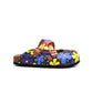 Red and Black Colored Flowers Patterned Clogs - WCAL172