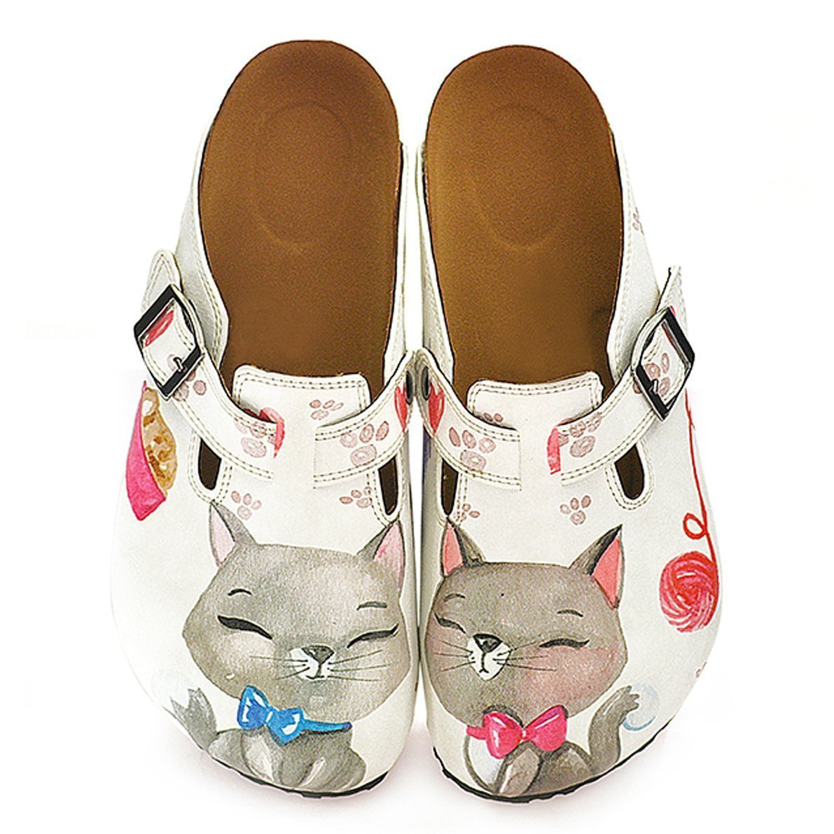 White & Gray Kitty Clogs WCAL330 (737670660192)