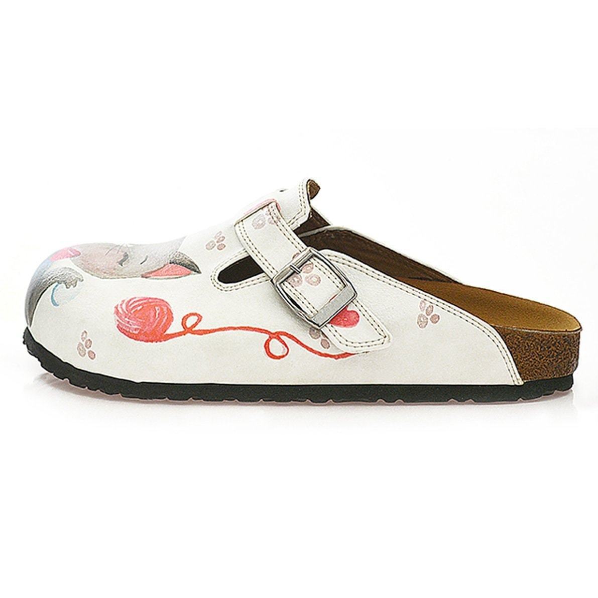 White & Gray Kitty Clogs WCAL330 (737670660192)