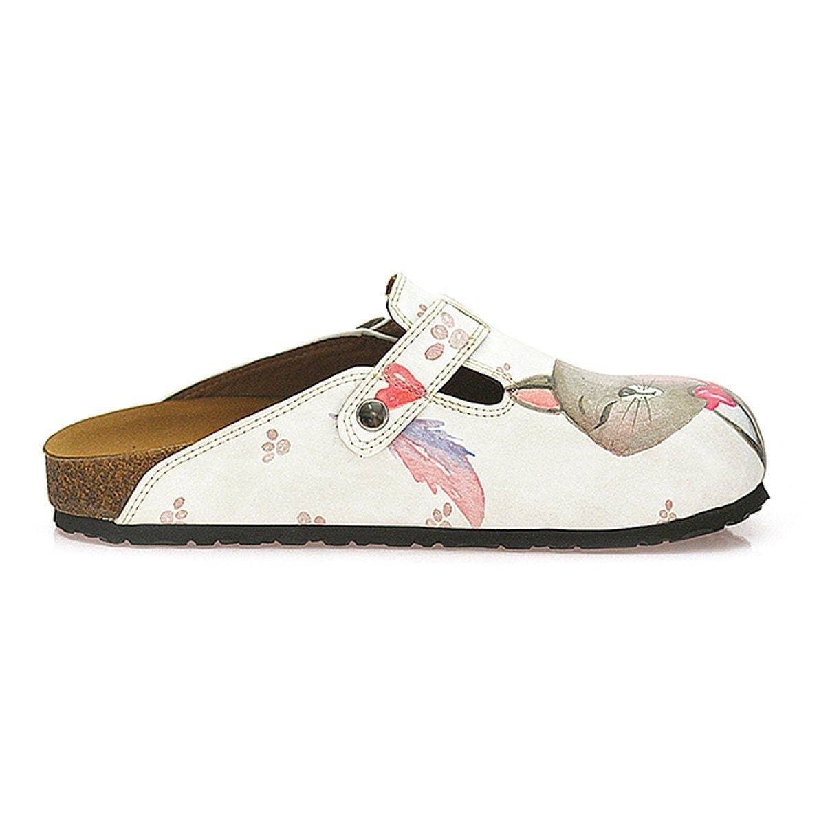 White & Gray Kitty Clogs WCAL330 (737670660192)