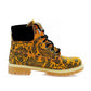 Orange & Black Drawings in Art Short Boots ACAT104 (1329354997856)