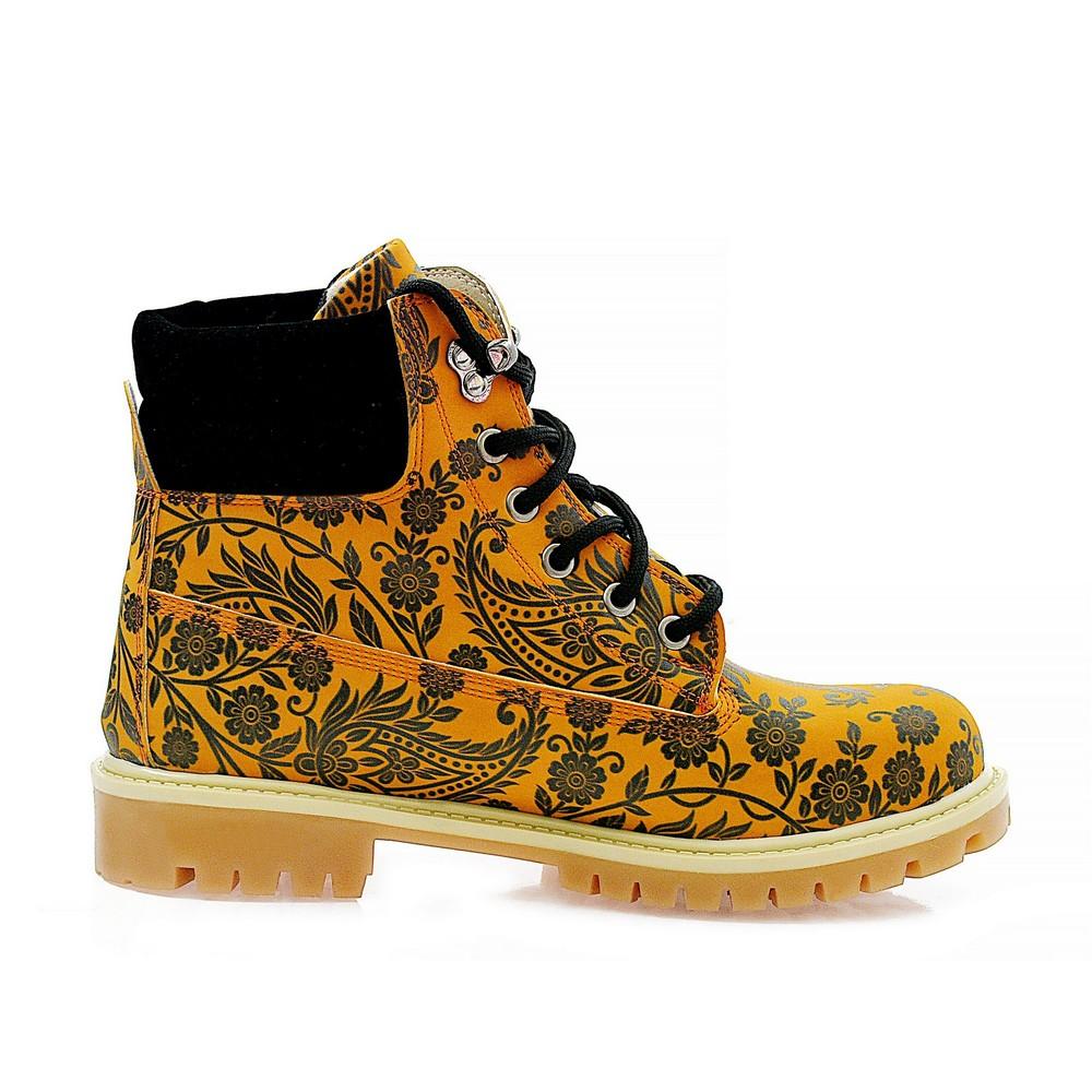 Orange & Black Drawings in Art Short Boots ACAT104 (1329354997856)