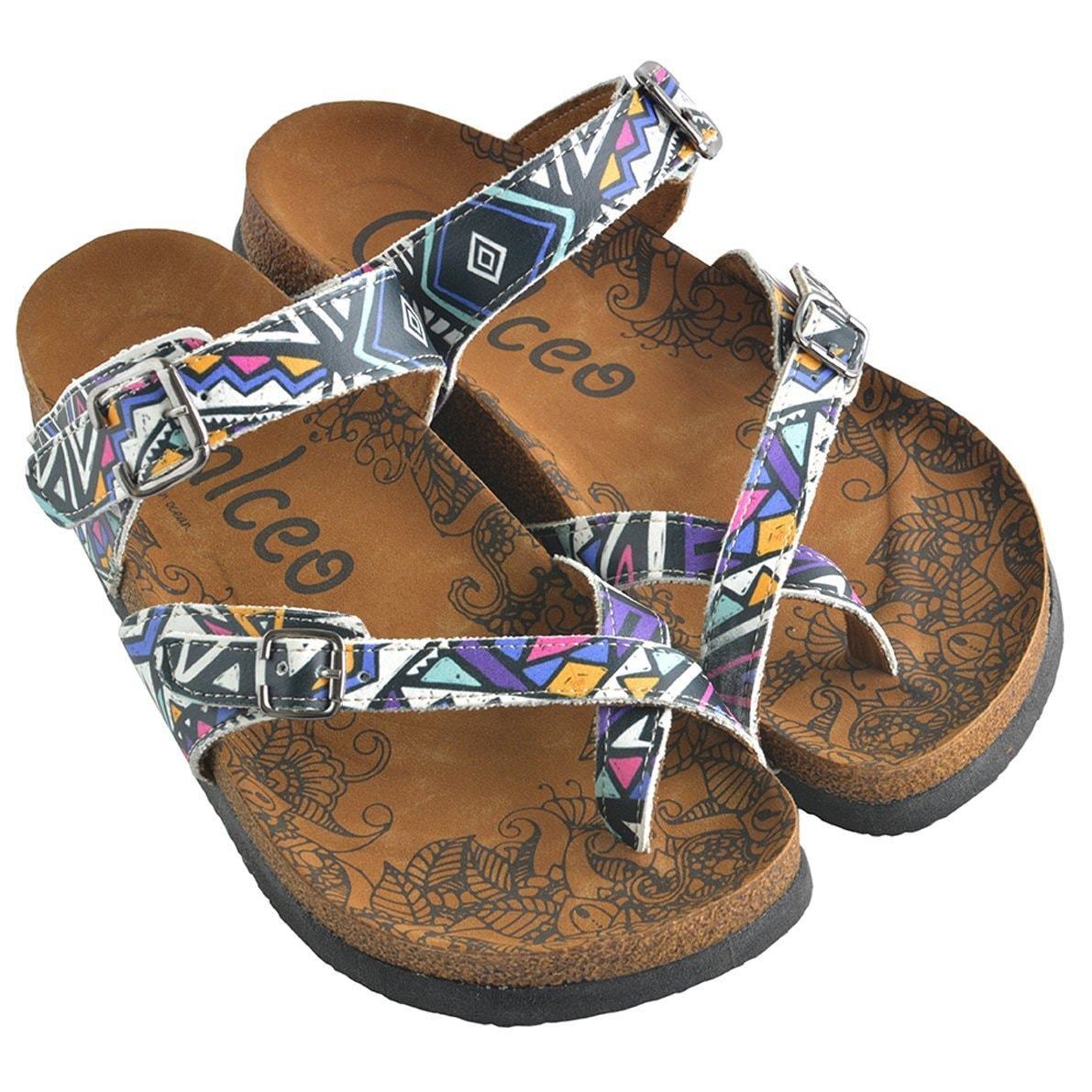 Purple & White Geometric Sandal CAL1006 (737684914272)