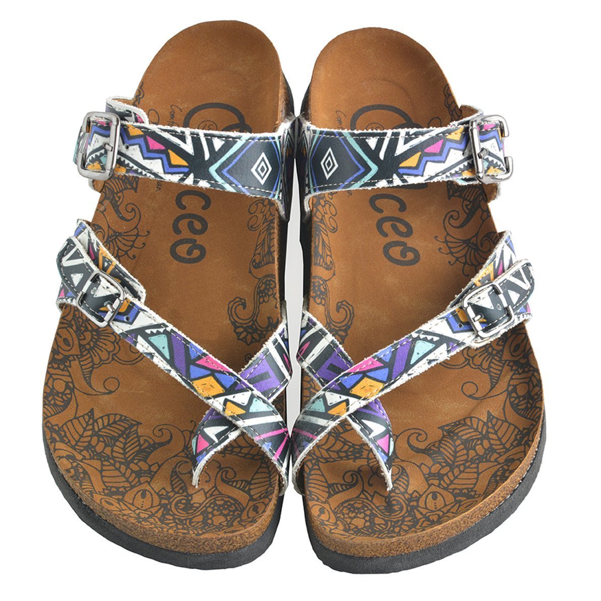 Purple & White Geometric Sandal CAL1006 (737684914272)