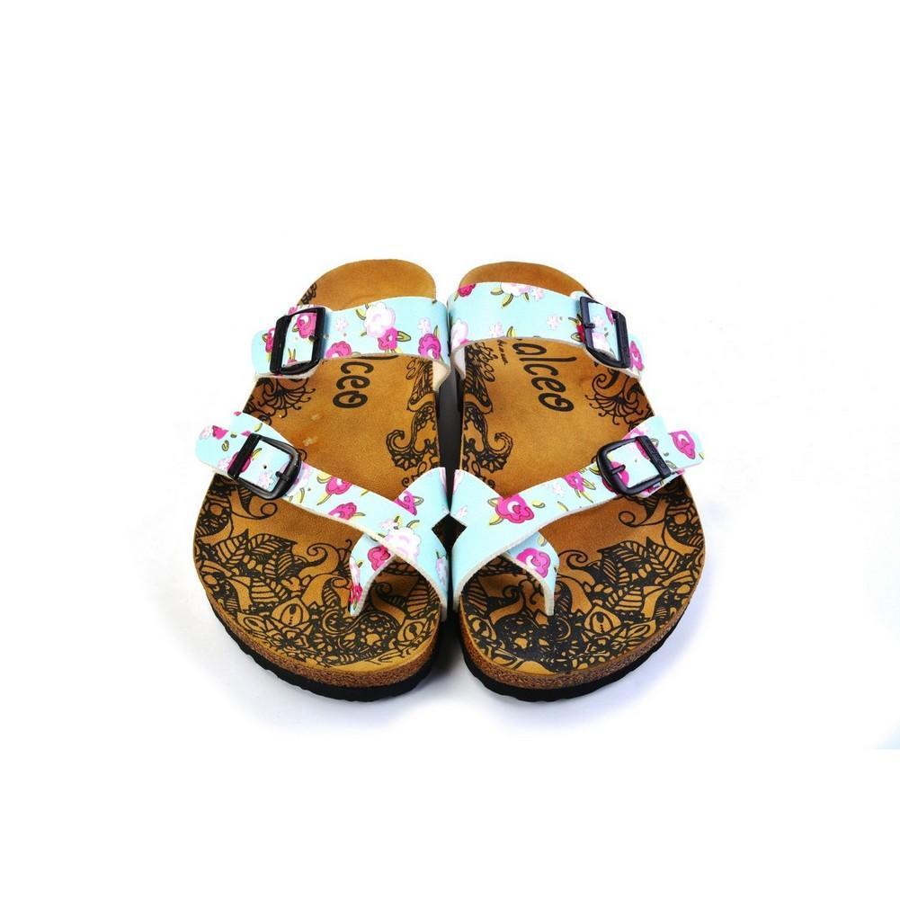 Blue & Pink Floral Sandal CAL1012 (774931251296)