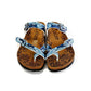 Light Blue and White, Sea Wavy Dark Blue Pattern Sandal - CAL1013 (774931382368)