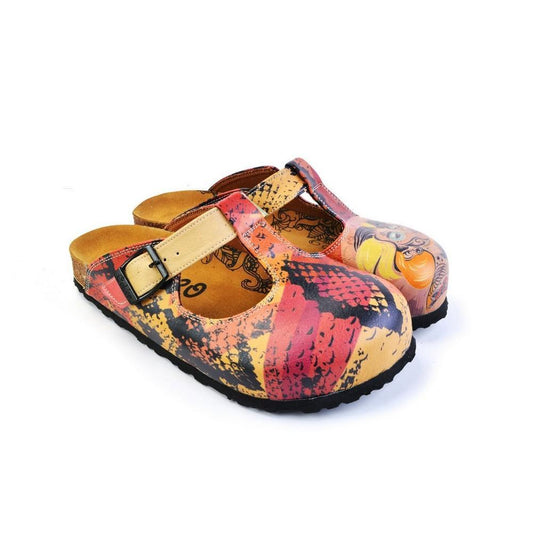 Red & Pink Abstract Woman T-Strap Mule CAL1506 (774933577824)