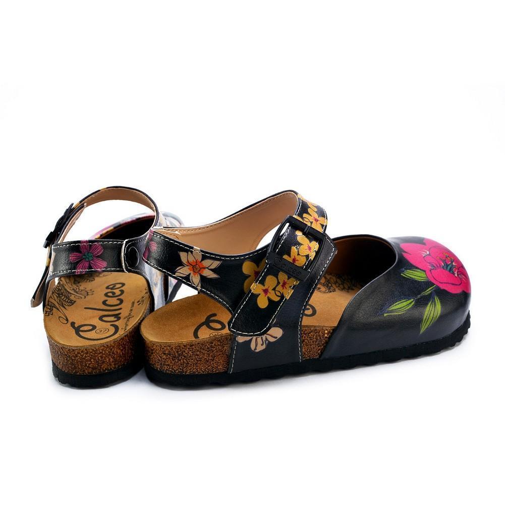 Pink, White, Orange Flowers and Blue, Green Leaf Patterned Clogs - CAL1609 (774942064736)