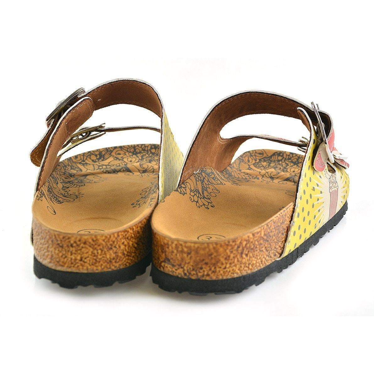 Red & Yellow Popcorn Two-Strap Buckle Sandal CAL203 (737682718816)