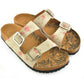 Cream & Pink Roses Two-Strap Buckle Sandal CAL209 (737682522208)