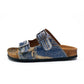 Blue and Cream Jeans Patterned Sandal - CAL212 (774942490720)