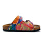 Red and Blue Oil Color Patterned Sandal - CAL214 (774942752864)