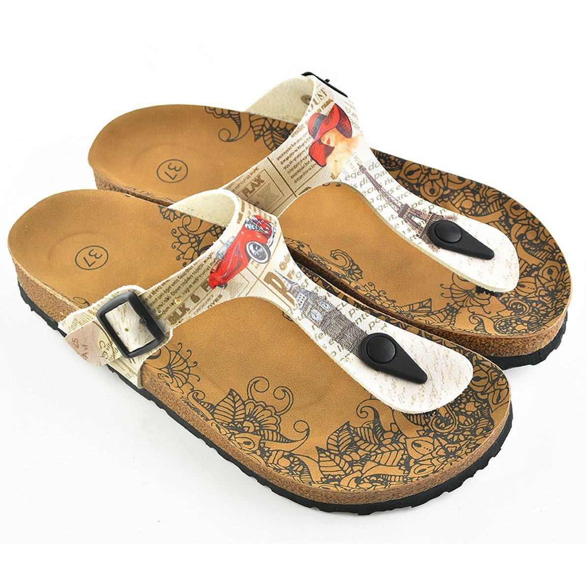 Ivory Travel T-Strap Sandal CAL506 (737680949344)