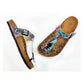 Turquoise & Pink Abstract T-Strap Sandal CAL511 (737680687200)