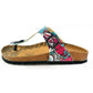 Turquoise & Pink Abstract T-Strap Sandal CAL511 (737680687200)