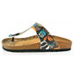 Black & Orange Leaves T-Strap Sandal CAL514 (737680425056)