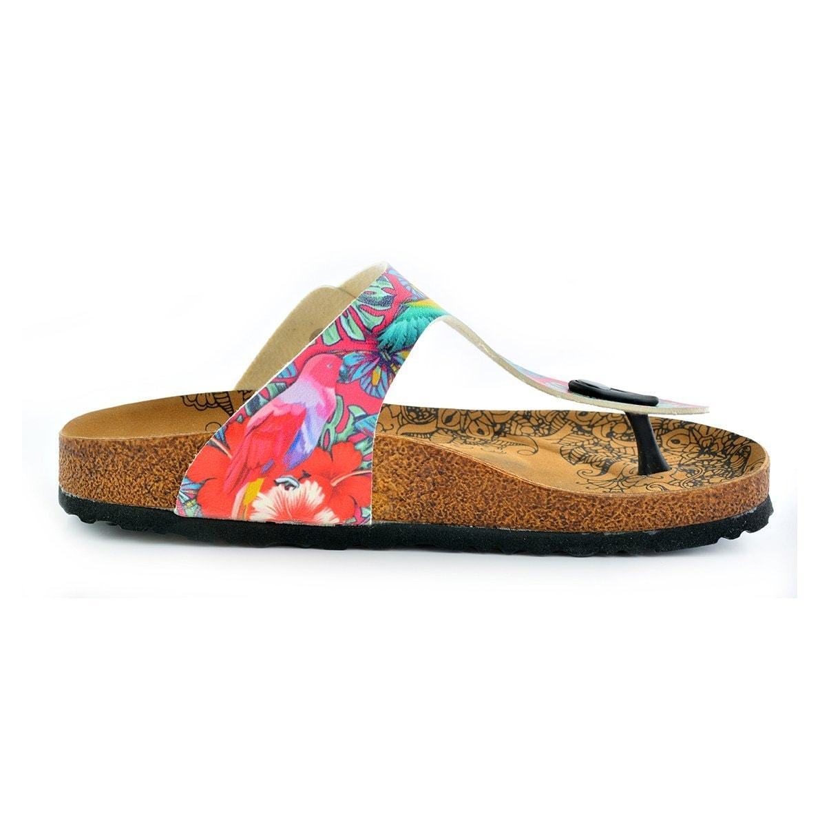 Pink & Turquoise T-Strap Sandal CAL518 (737699627104)