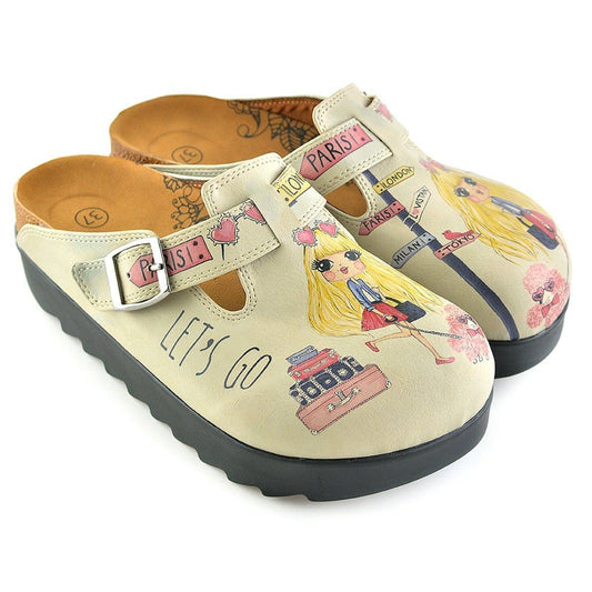 Tan Traveling Blonde Clogs CAL701 (737679868000)