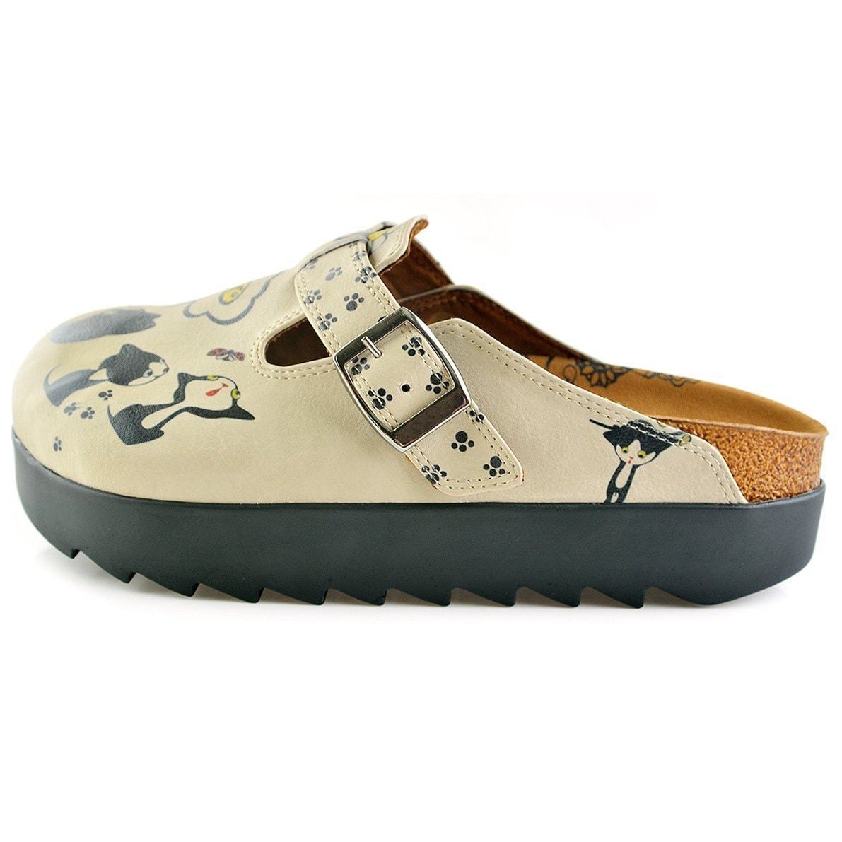 Tan Playful Kitty Clogs CAL703 (737679835232)