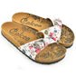 White & Red Cat Buckle-Accent Sandal CAL906 (737678950496)