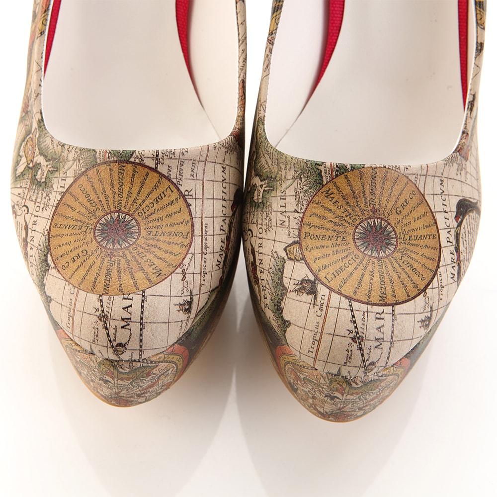 Old Map Heel Shoes PLT2054 (1405808803936)
