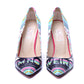 Blue Pattern Heel Shoes STL4407 (506277593120)