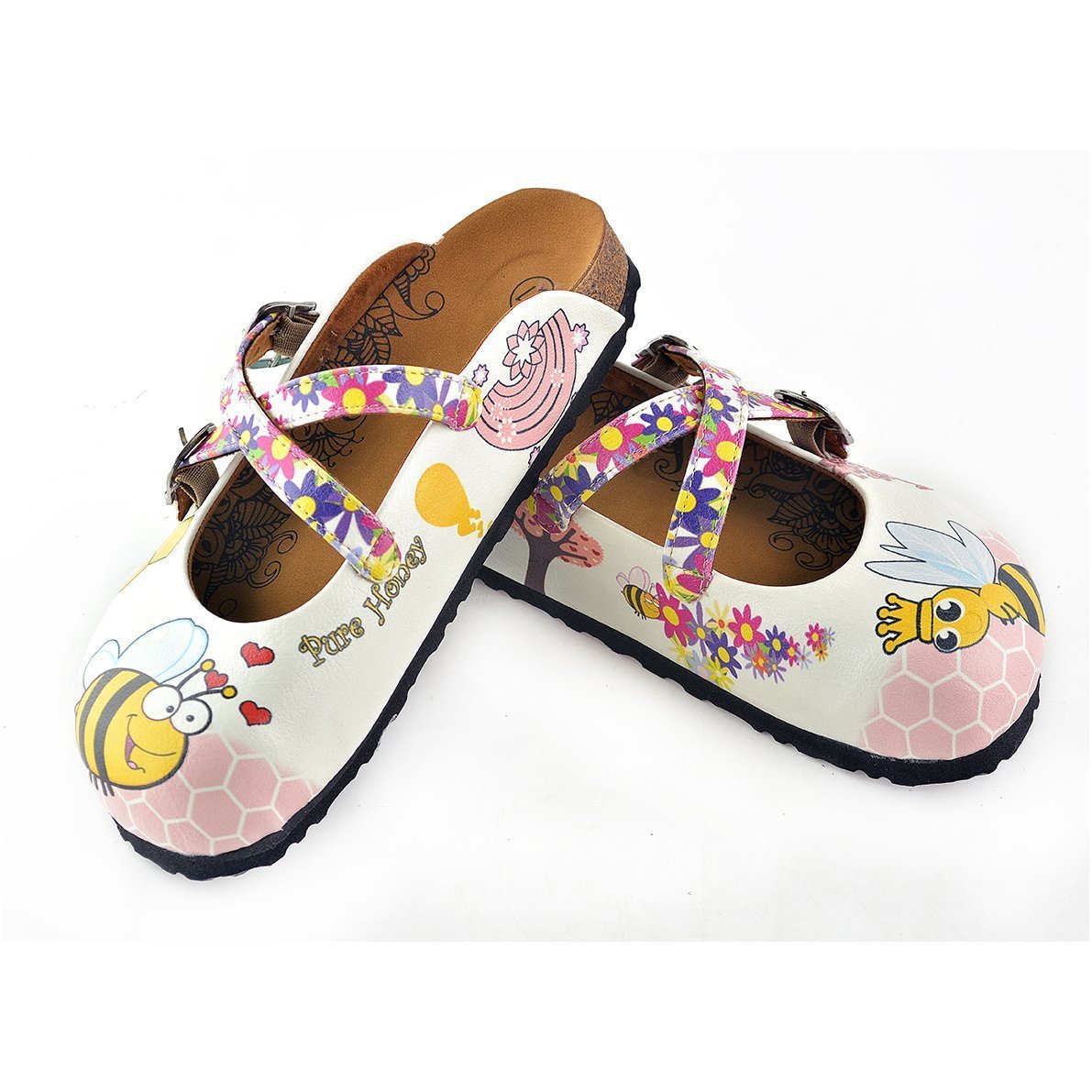 Yellow & Pink Bee Clogs WCAL123 (737673379936)