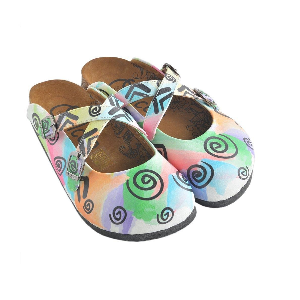 White & Green Swirl Clogs WCAL156 (737670955104)