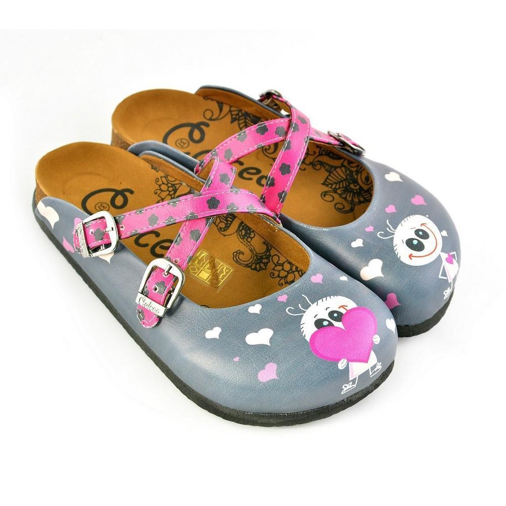 Gray & Pink Heart Crisscross Clogs WCAL167 (774937116768)