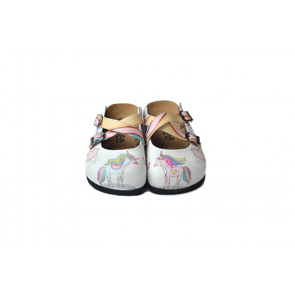 White & Pink Unicorn Clogs - WCAL3231
