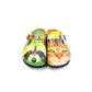 Green & Yellow Geometric Cat & Racoon Mule WCAL366 (774939541600)