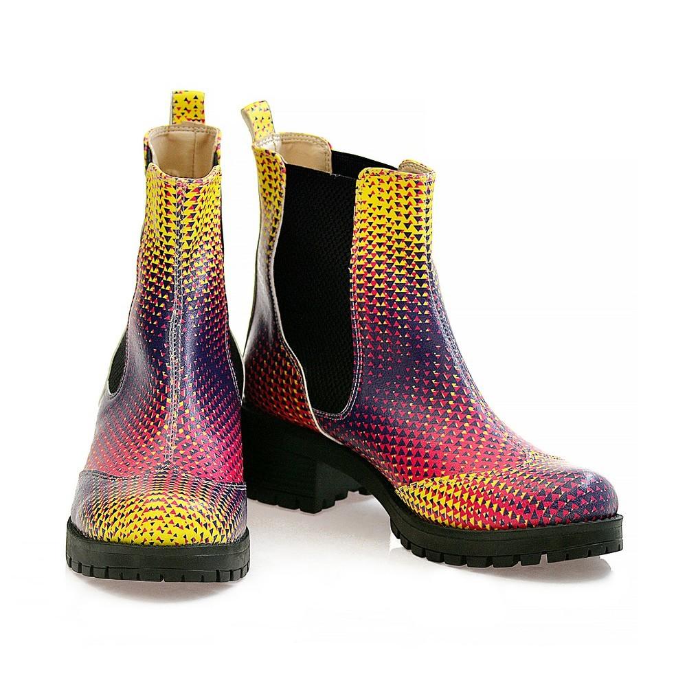 Colored Triangles Short Boots WLAS111 (1421232439392)