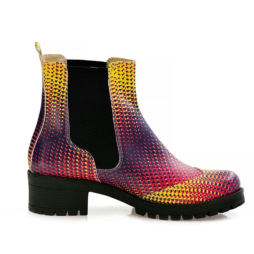 Colored Triangles Short Boots WLAS111 (1421232439392)