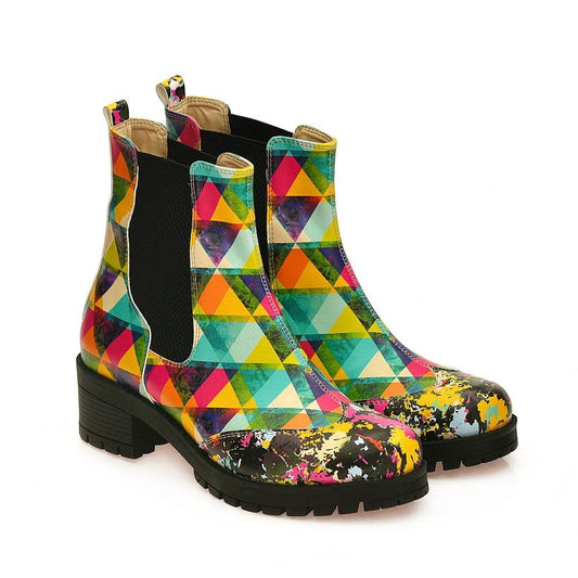 Colored Triangles Short Boots WLAS115 (1421233487968)