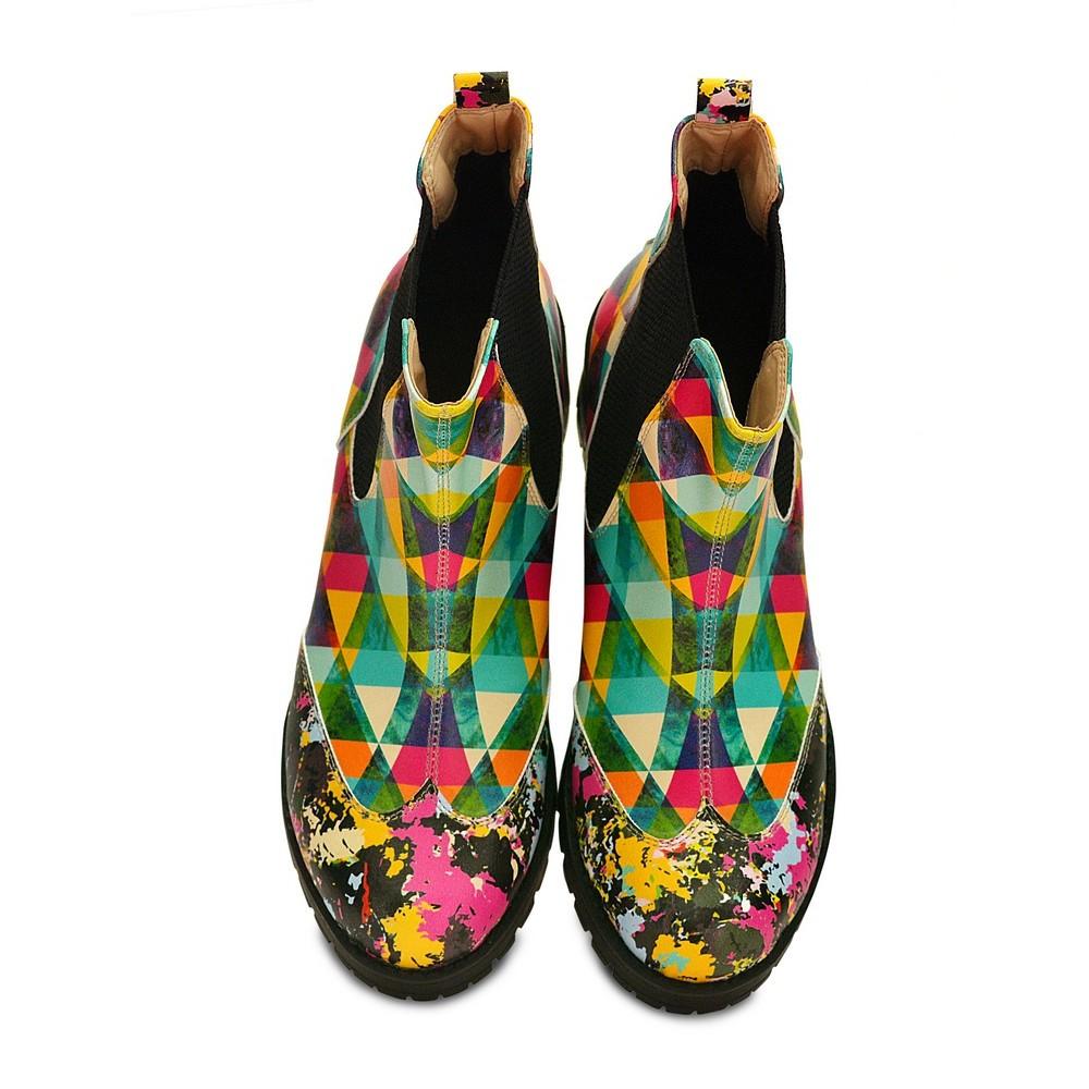 Colored Triangles Short Boots WLAS115 (1421233487968)