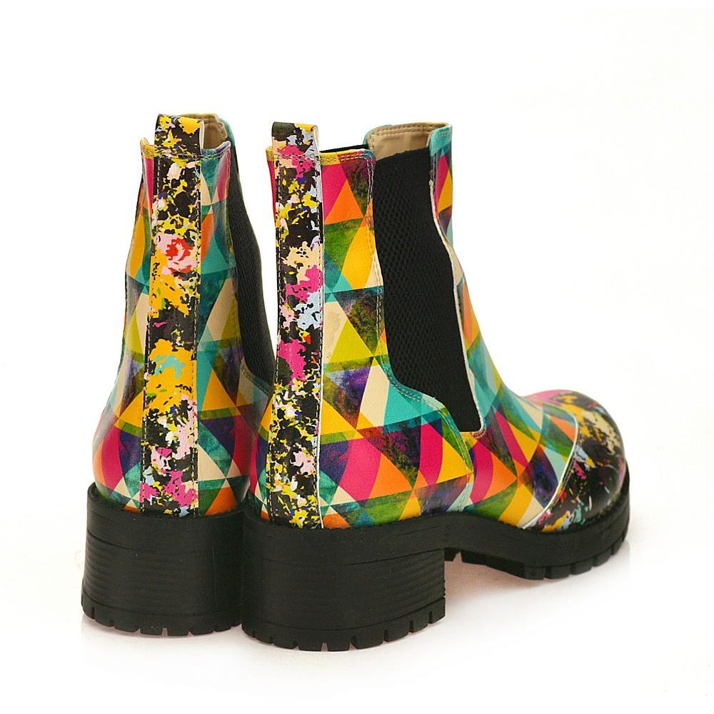 Colored Triangles Short Boots WLAS115 (1421233487968)